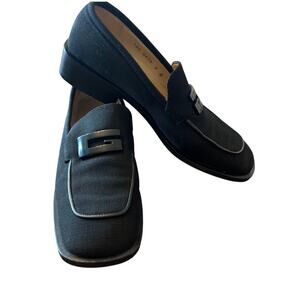 Vtg Gucci Women's Loafers Black Fabric Size 9